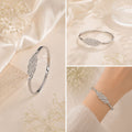 Silver Crystal Leaf Bangle