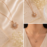 Bloom Crystal Flower Pendant Necklace – Rose Gold