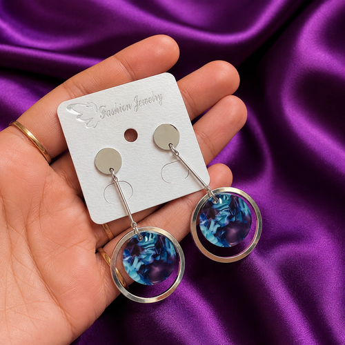 Celestia Blue Orbit Earrings - alternate view