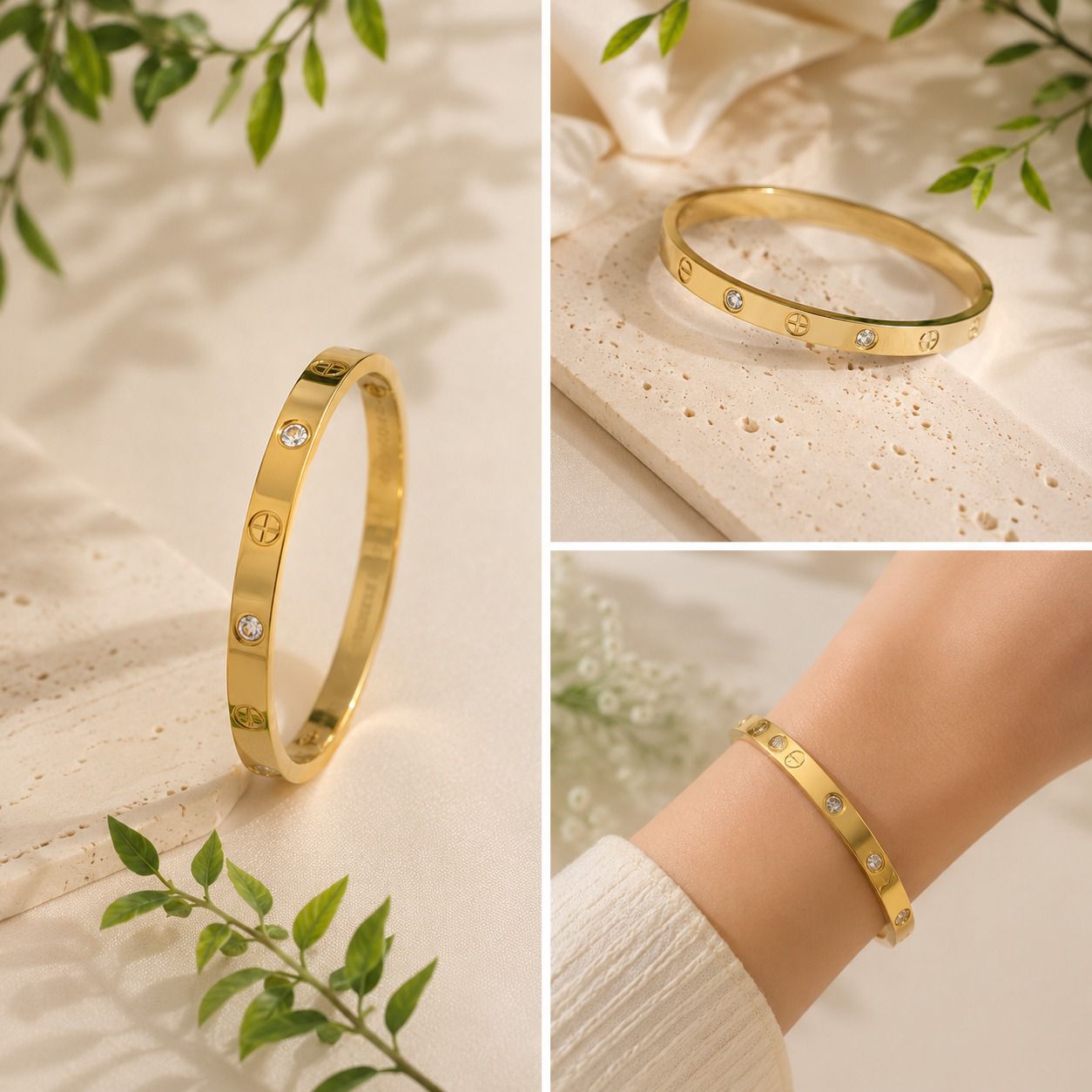 Luxe Eternity Bangle | Anti-Tarnish Gold-Plated Crystal Bracelet