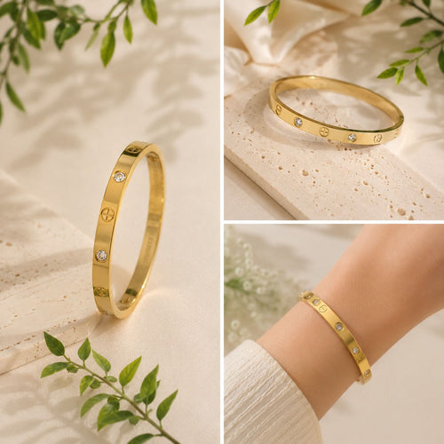 Luxe Eternity Bangle | Anti-Tarnish Gold-Plated Crystal Bracelet