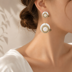 Royal Pearl Halo Drop Earrings