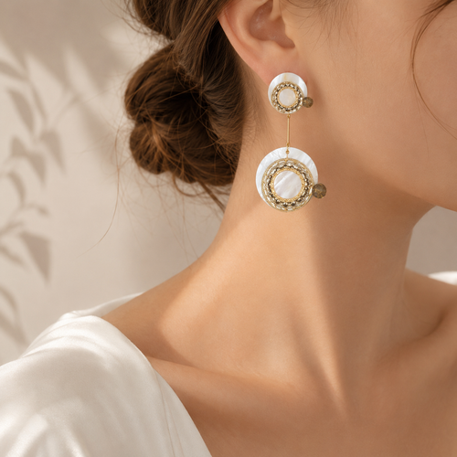 Royal Pearl Halo Drop Earrings - alternate view