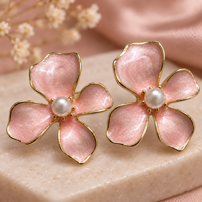 Blush Pearl Bloom Studs