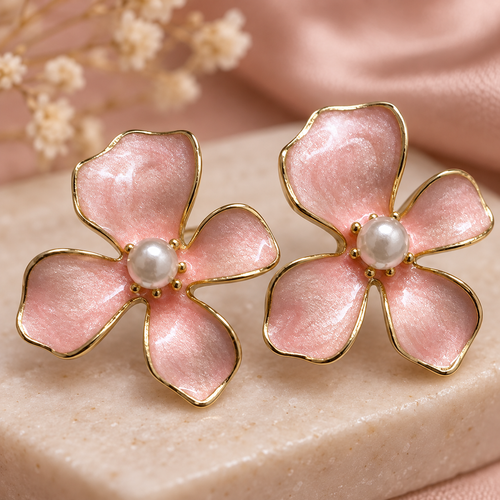 Blush Pearl Bloom Studs - alternate view