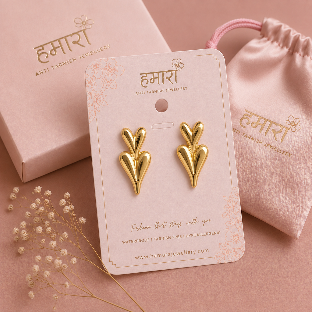 Dil Mini Double Heart Studs