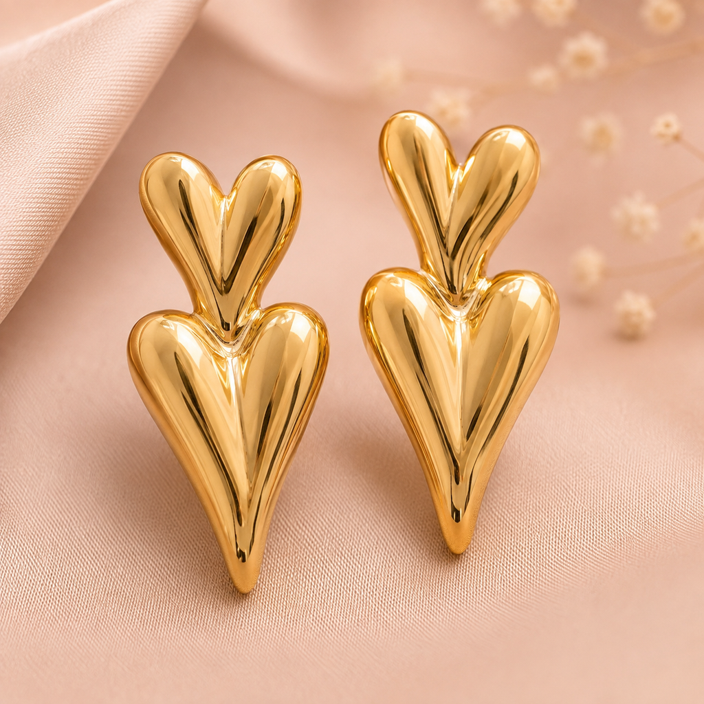 Dil Mini Double Heart Studs