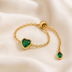 Emerald Heart Dangle Ring