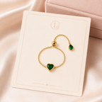 Emerald Heart Dangle Ring