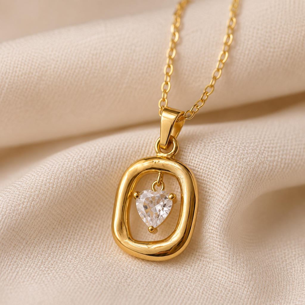 Floating Heart Frame Necklace