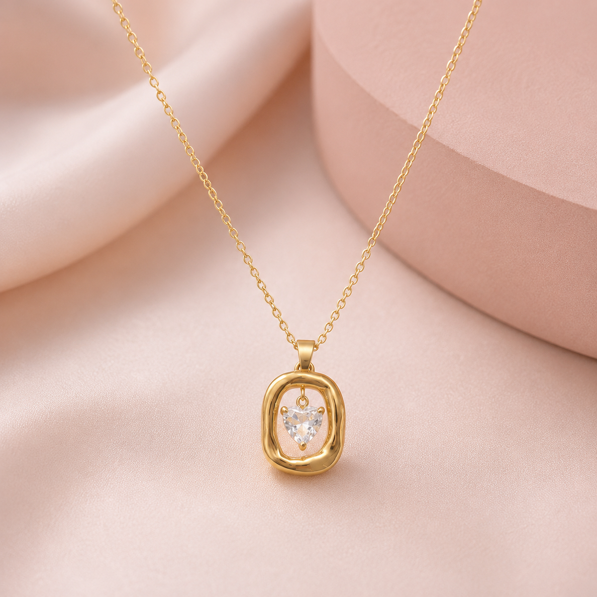 Floating Heart Frame Necklace