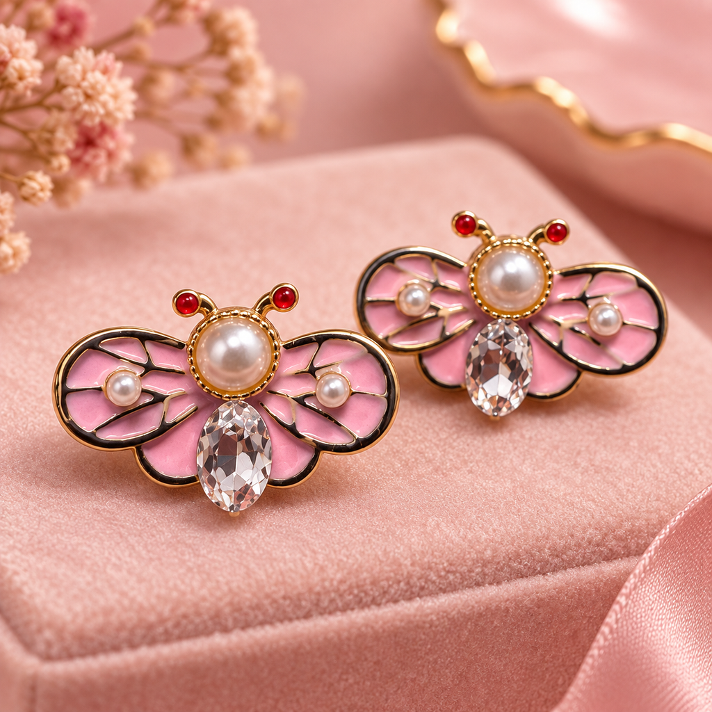 Gulabi Papillon Studs