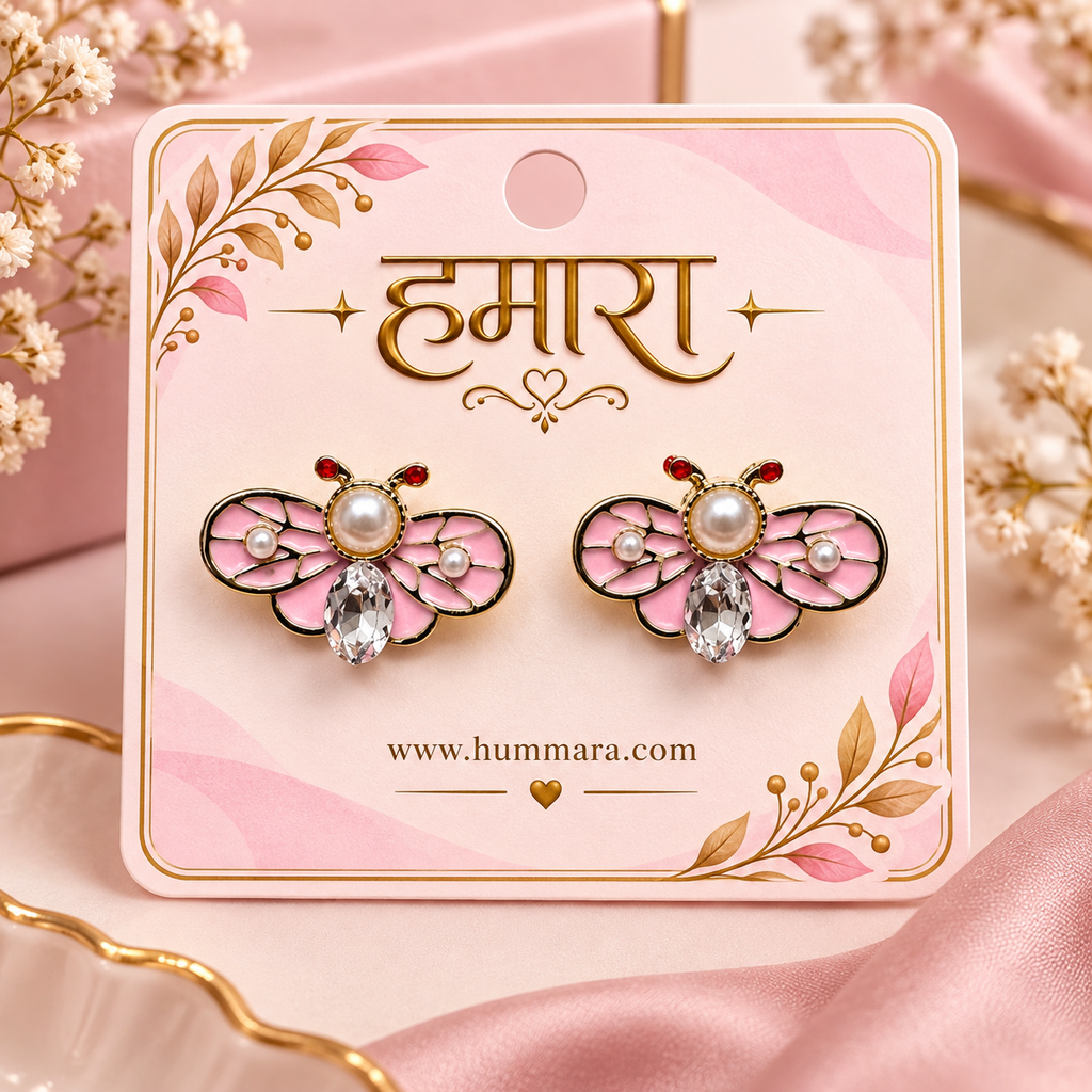 Gulabi Papillon Studs