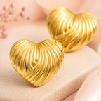 Hriday Ridged Heart Studs