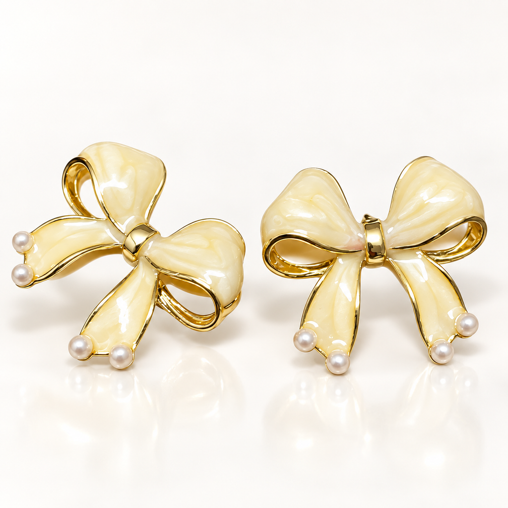 Ivory Pearl Bow Studs