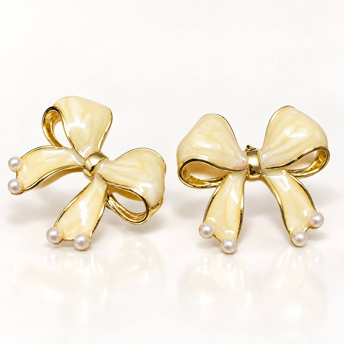 Ivory Pearl Bow Studs