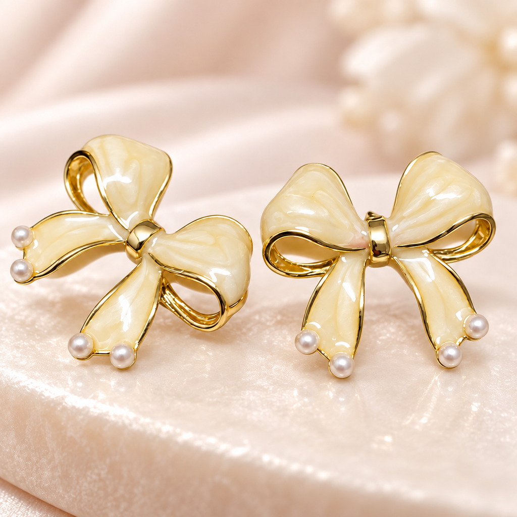 Ivory Pearl Bow Studs
