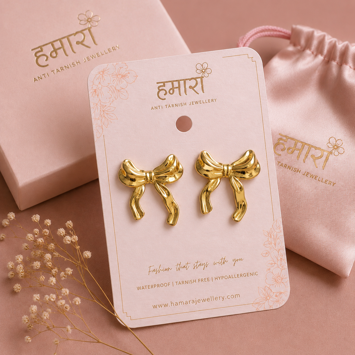 Lazo Gold Bow Earrings