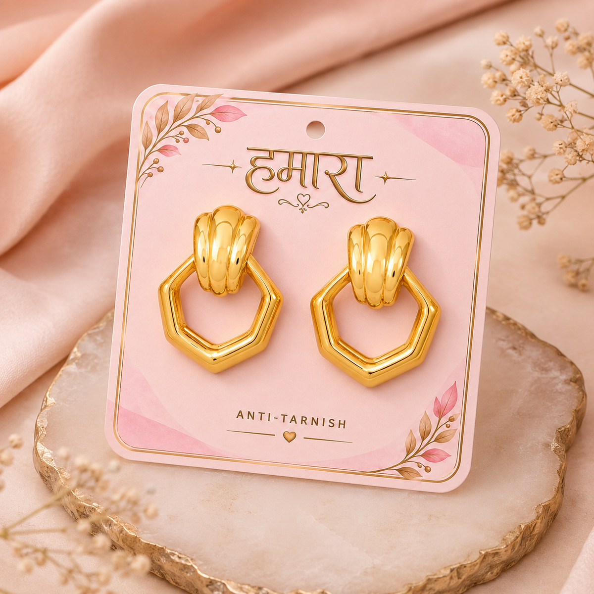 Mira Hex Drop Earrings