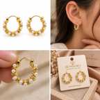 Moti Beaded Hoop Earrings