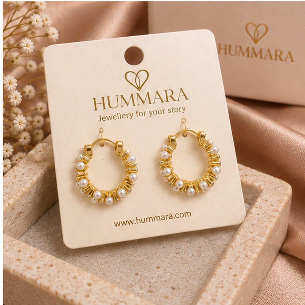 Moti Beaded Hoop Earrings