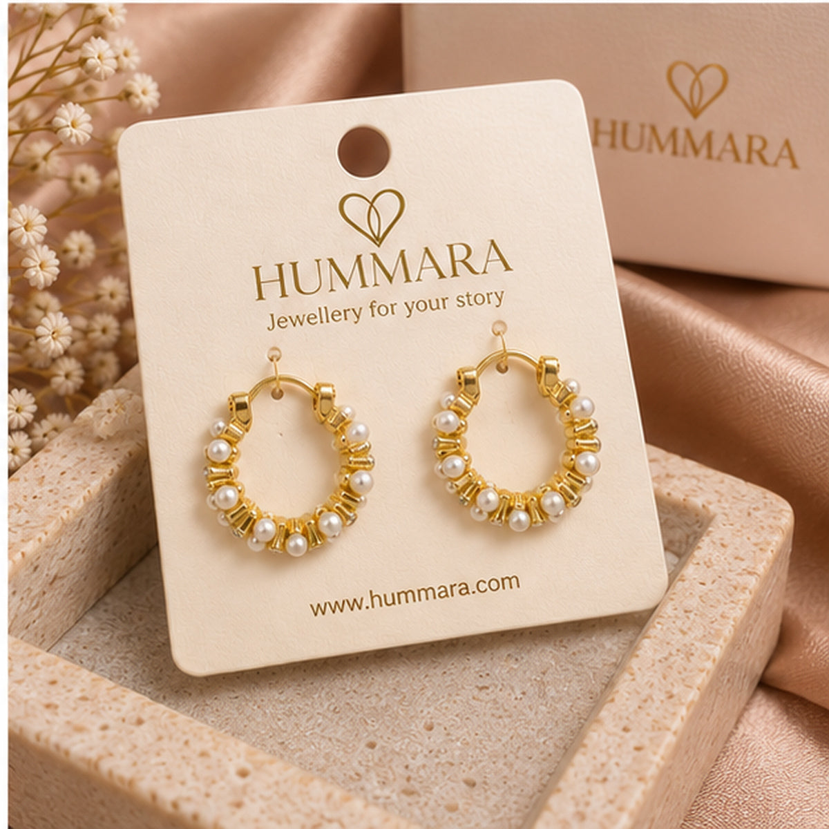 Moti Beaded Hoop Earrings