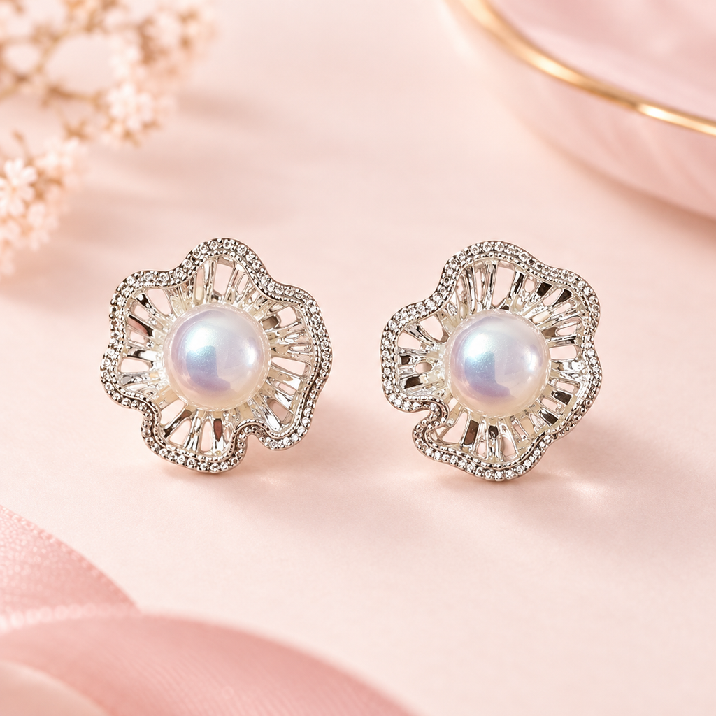 Moti Silver Bloom Studs