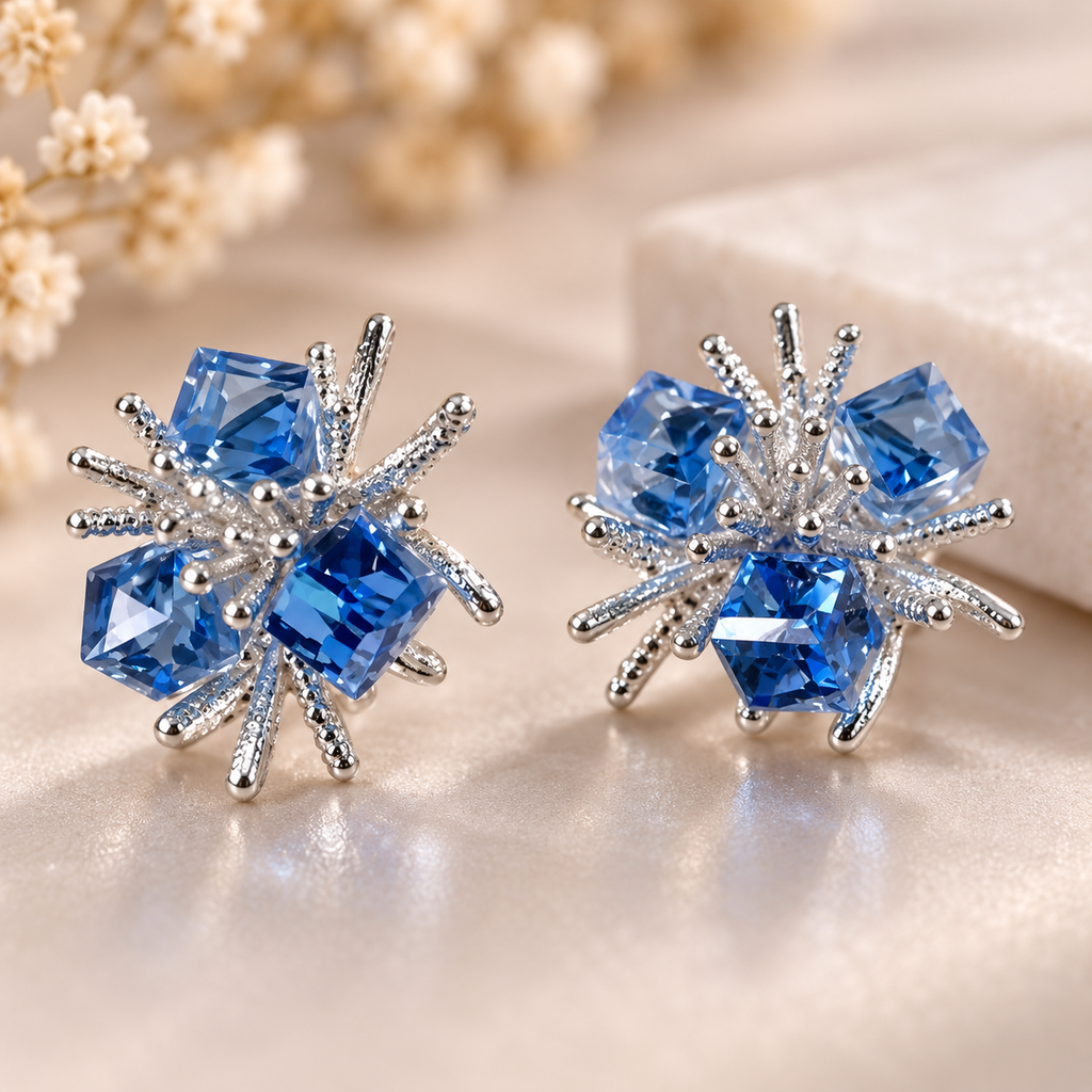 Nilam Blue Burst Studs