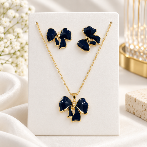 Noir Bow Necklace Set