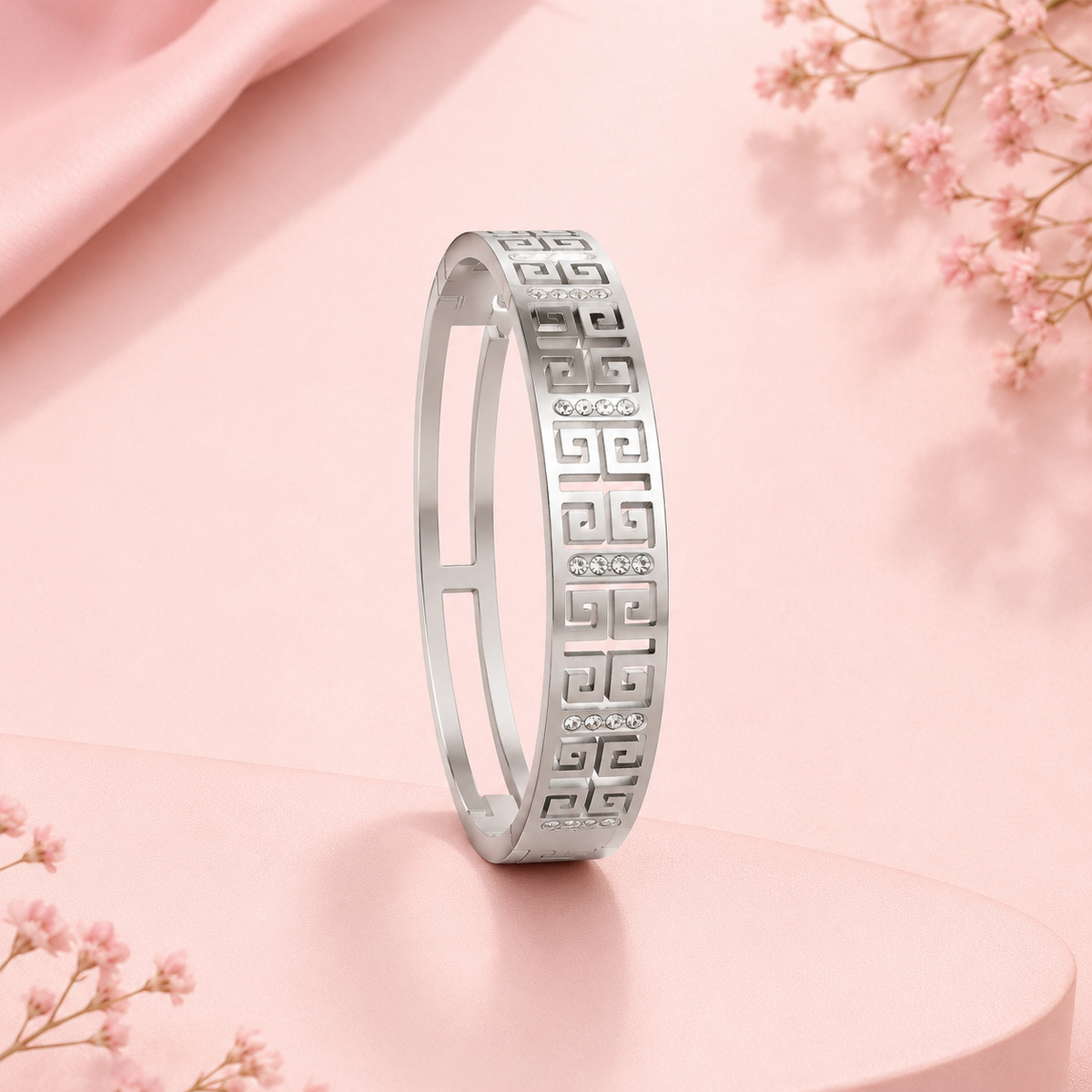Noor Silver Lattice Bangle