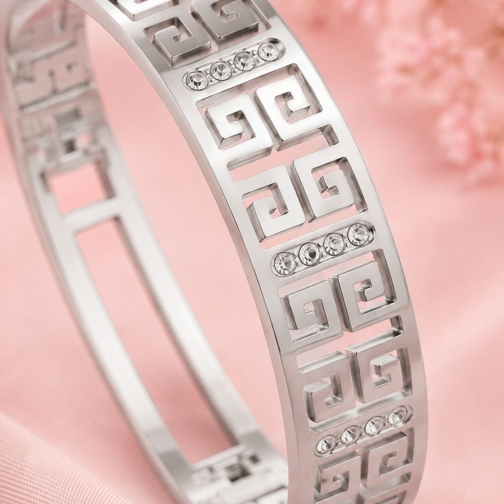 Noor Silver Lattice Bangle