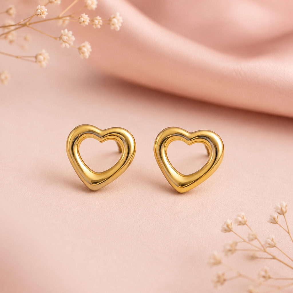 Open Heart Gold Studs
