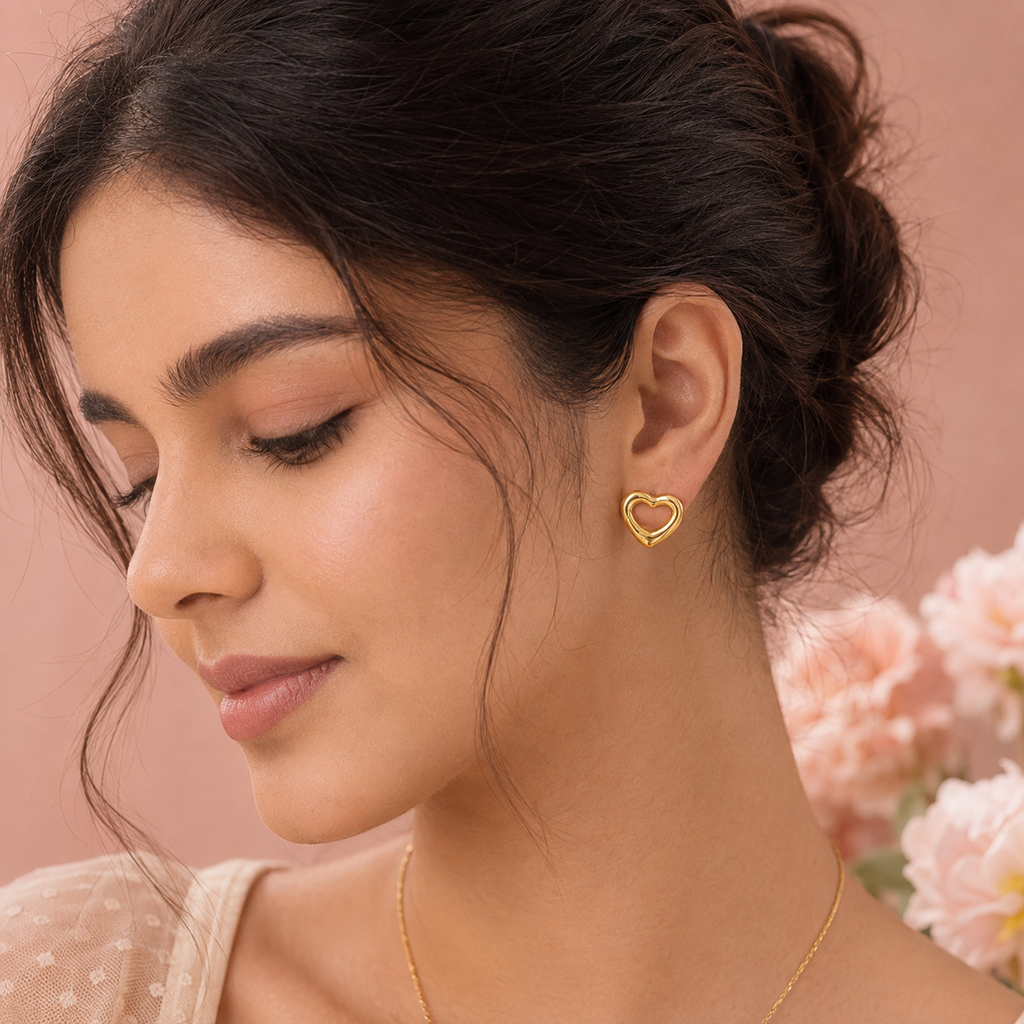 Open Heart Gold Studs