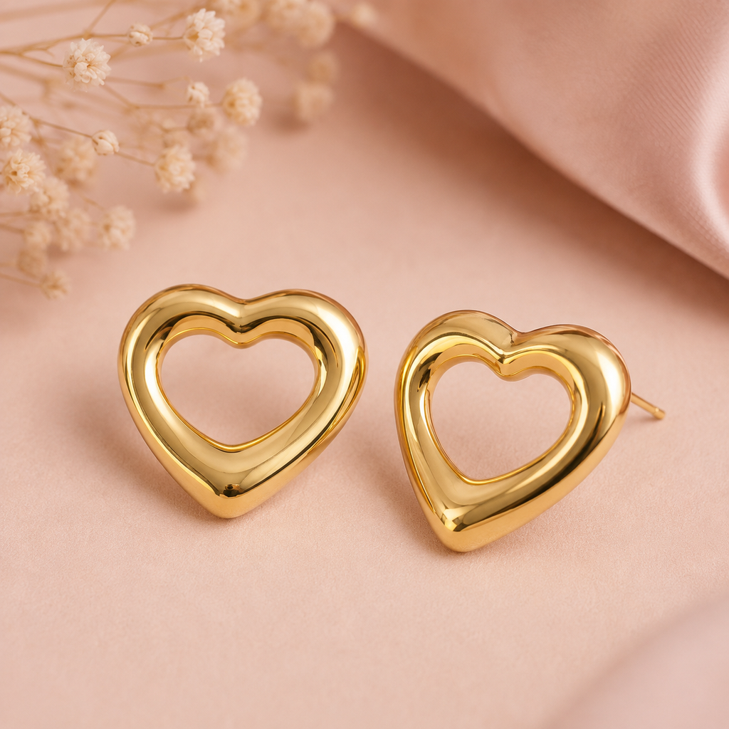 Open Heart Gold Studs
