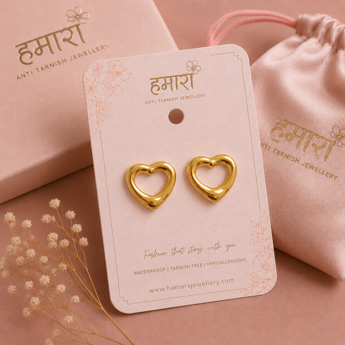 Open Heart Gold Studs