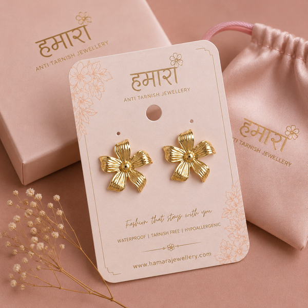 Panchphool Gold Flower Studs