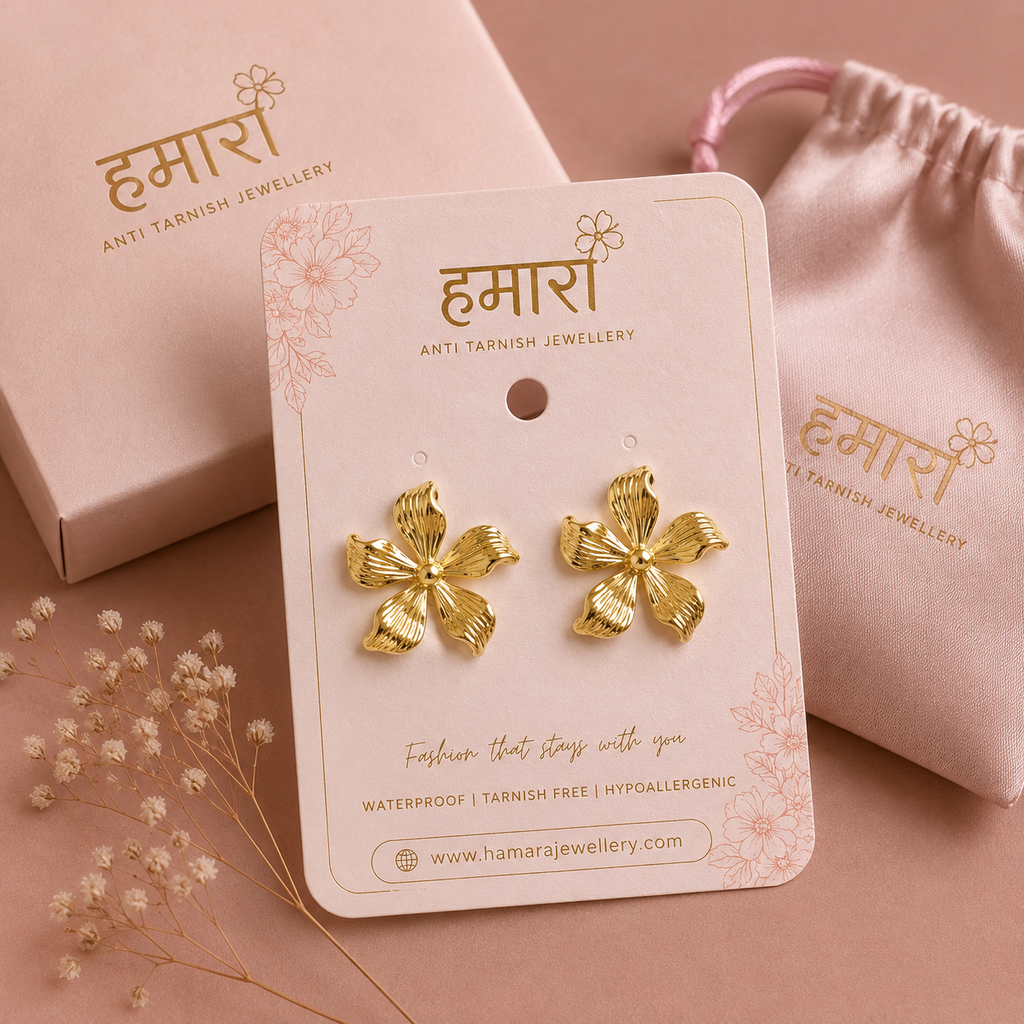 Panchphool Gold Flower Studs