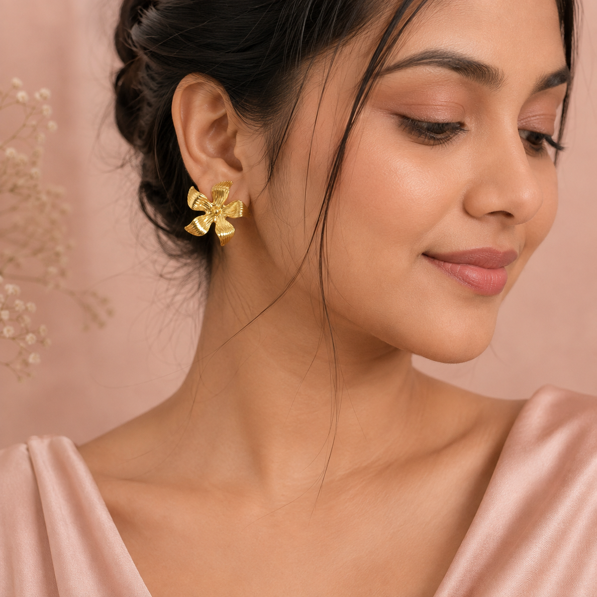 Panchphool Gold Flower Studs