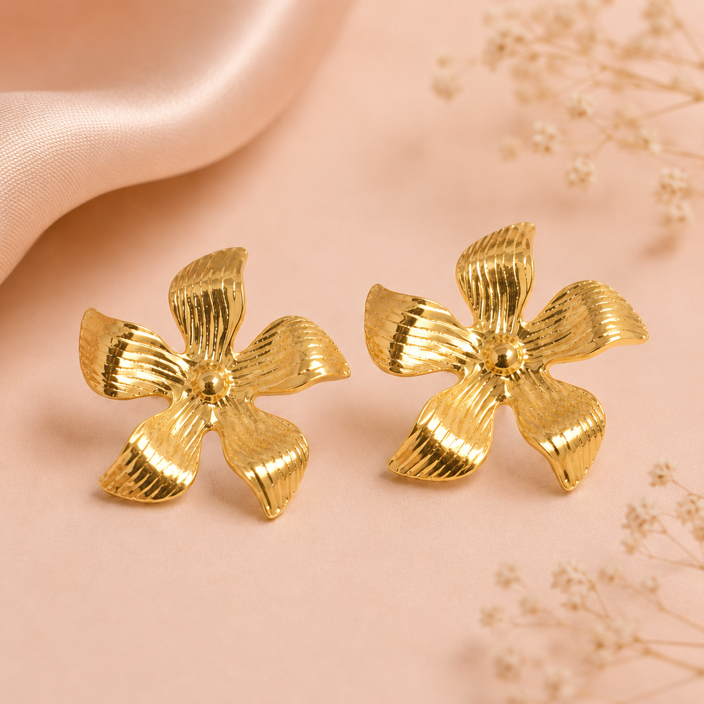 Panchphool Gold Flower Studs