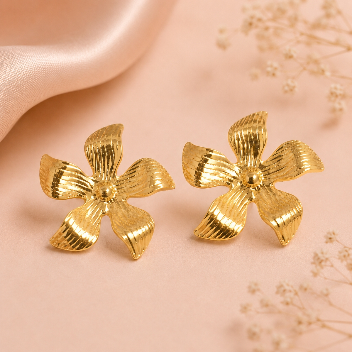 Panchphool Gold Flower Studs