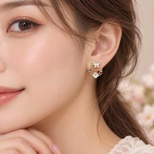Papillon Garden Hoops - alternate view