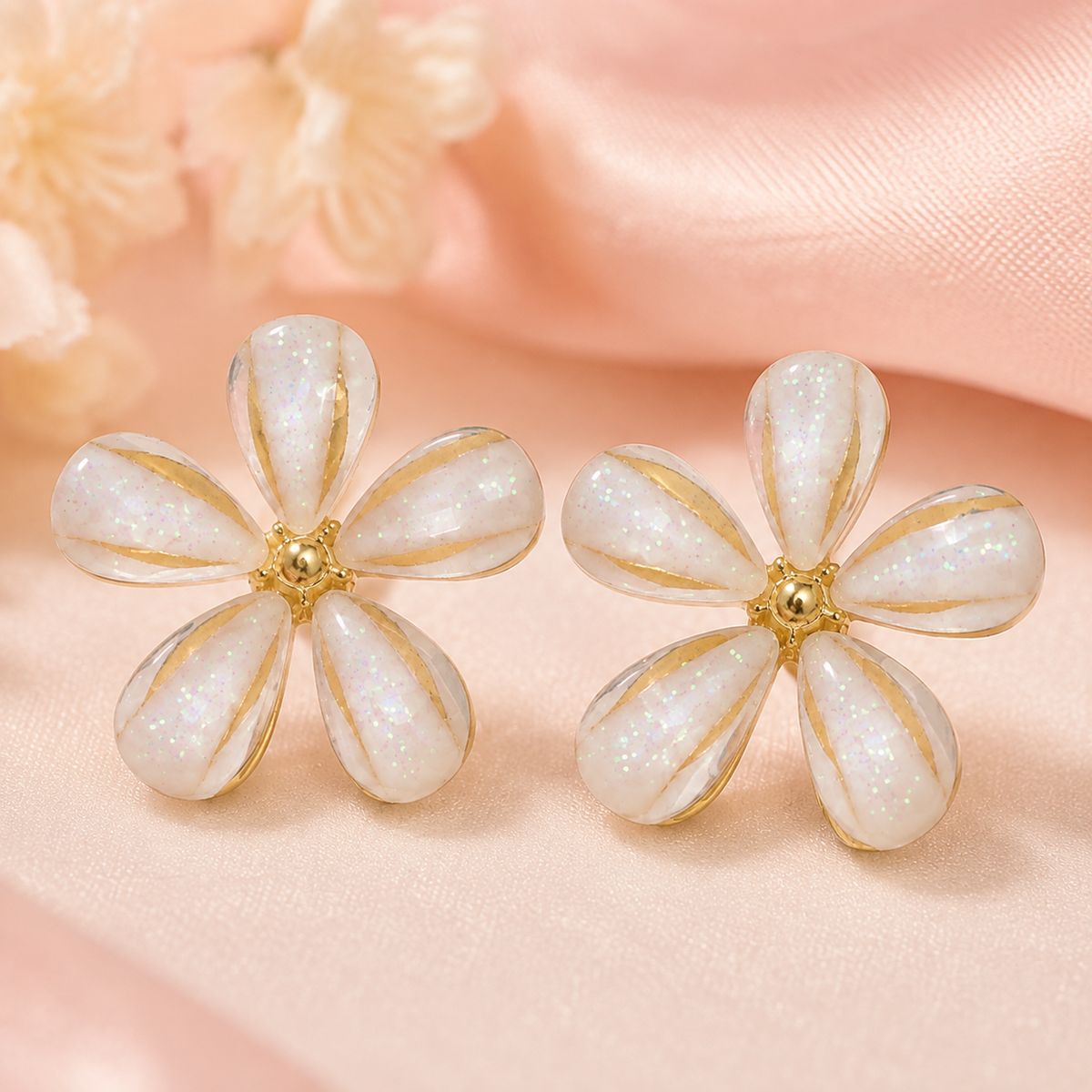 Pearl Shimmer Blossom Studs