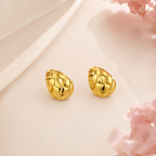 Quilted Teardrop Gold Studs