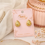Quilted Teardrop Gold Studs