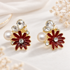 Rani Burgundy Daisy Studs