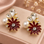 Rani Burgundy Daisy Studs