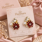 Rani Burgundy Daisy Studs