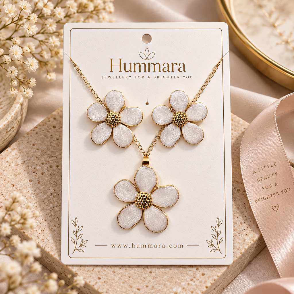 Safed Daisy Necklace Set