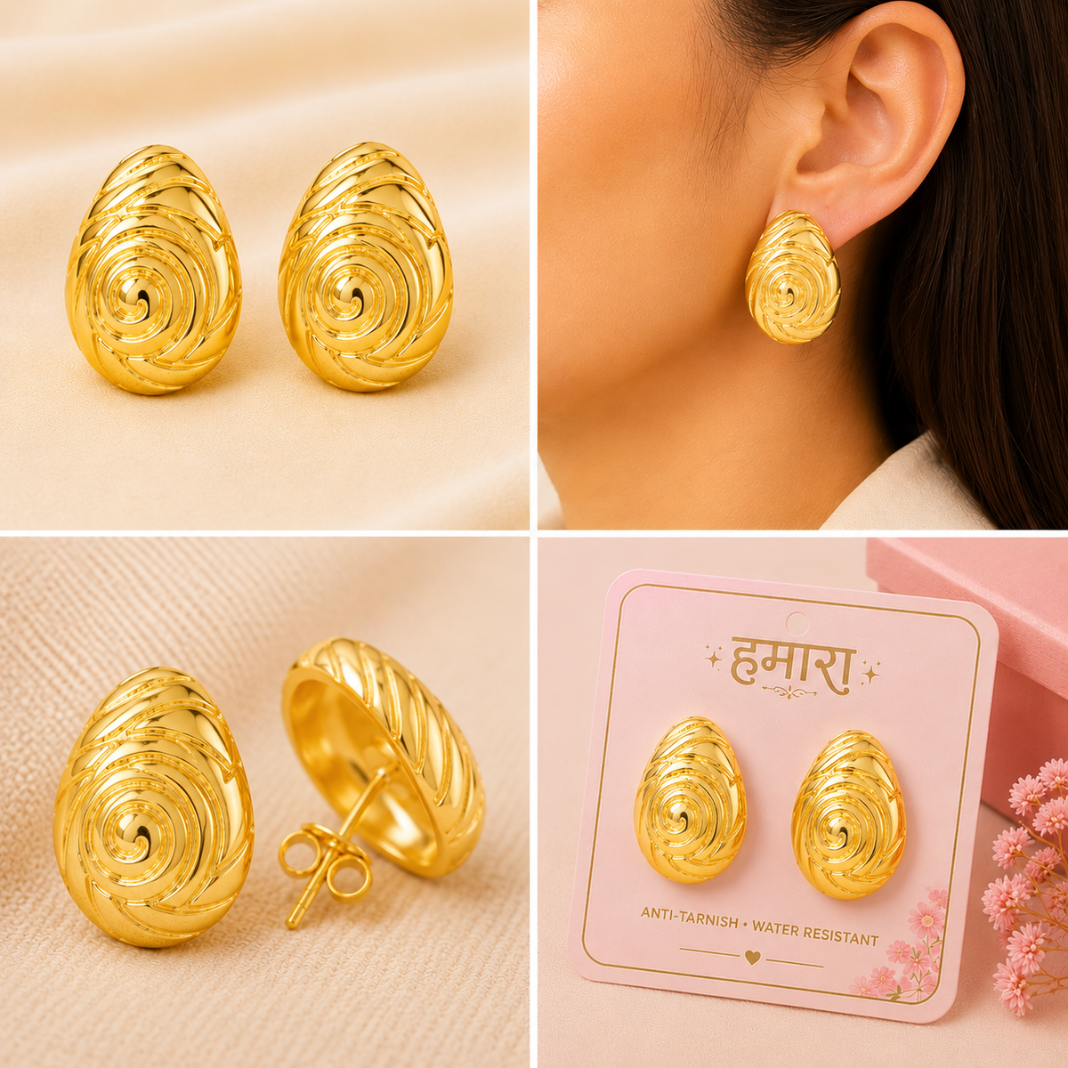 Shona Spiral Gold Studs