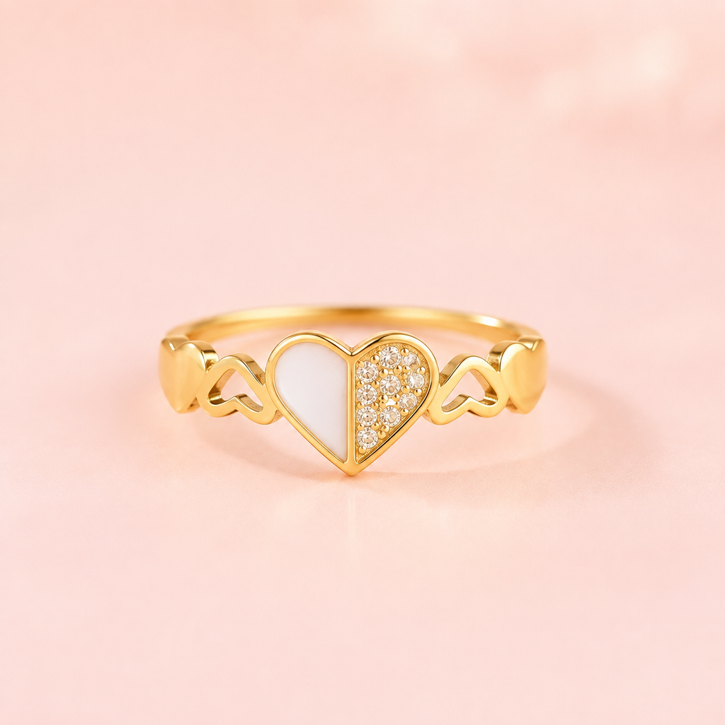 Split Heart Enamel Ring